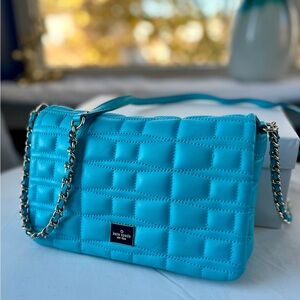 ♠️ Kate Spade “Brianne” Quilted Leather Crossbody in Turquoise